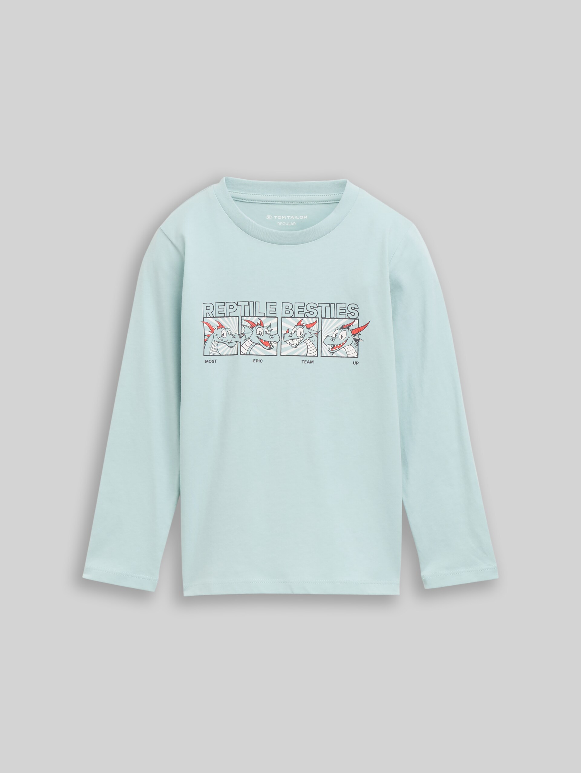 T-shirt à manches longues avec imprimé « Dragon » - dusty mint blue - Vue de face du produit