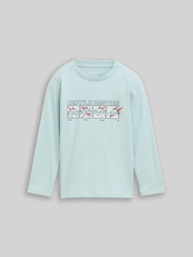 Langarmshirt mit Drachen-Print von Mini Boys, dusty mint blue