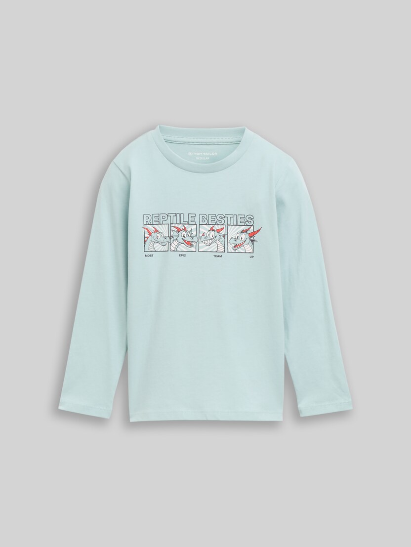 Langarmshirt mit Drachen-Print von Mini Boys, dusty mint blue
