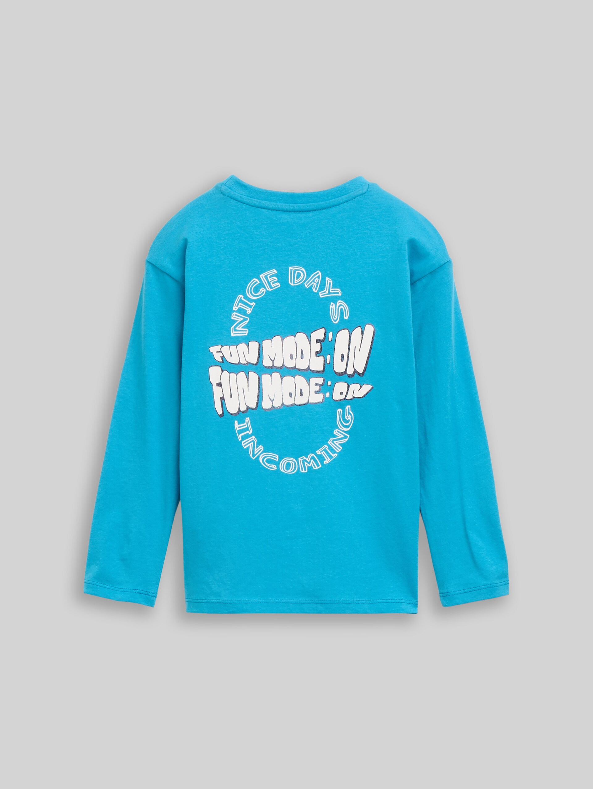 T-shirt oversize à manches longues avec imprimé dans le dos - Bay Blue