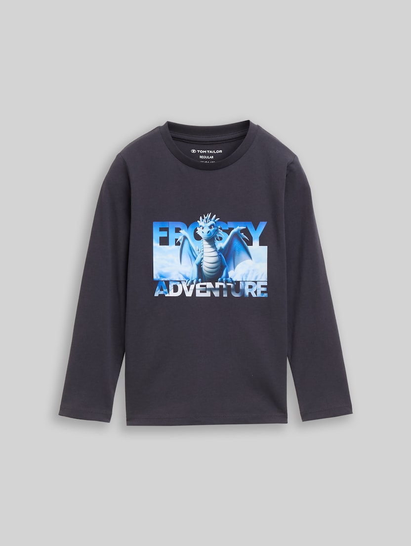 Langarmshirt mit Foto-Print von Mini Boys, coal grey