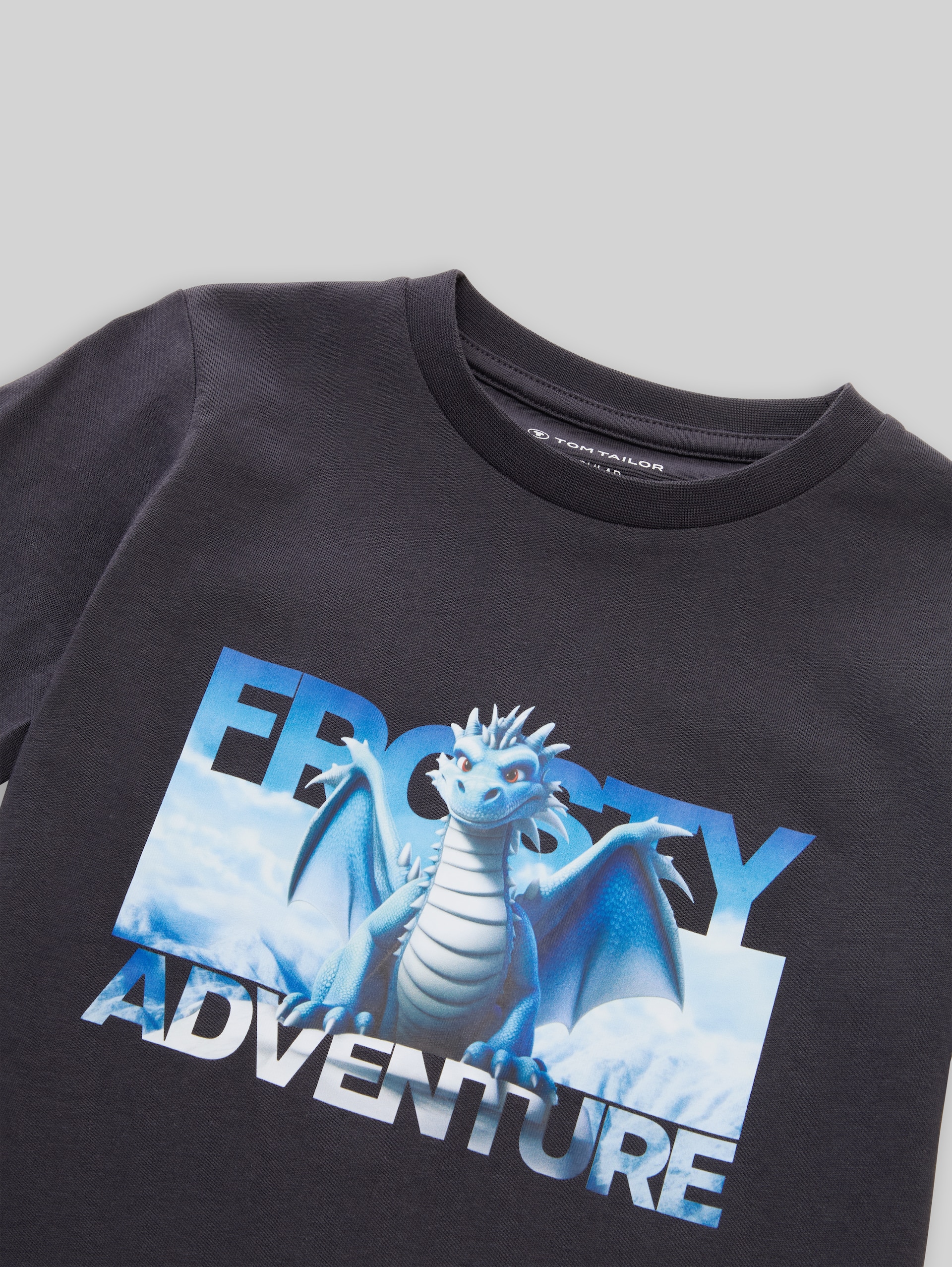 Langarmshirt mit Foto-Print - coal grey - Detail-Model-Ansicht