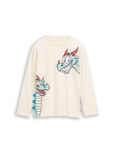 Ausgewählt, Langarmshirt mit Drachen-Print von Tom Tailor, weiß