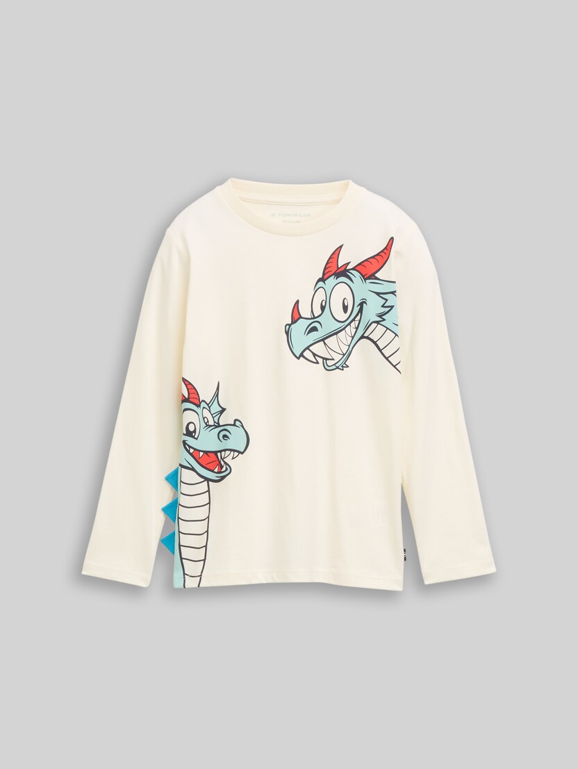 Langarmshirt mit Drachen-Print von Mini Boys, Wool White