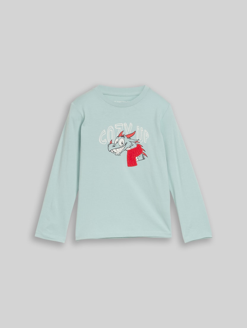 Langarmshirt mit Drachen-Print von Mini Boys, dusty mint blue
