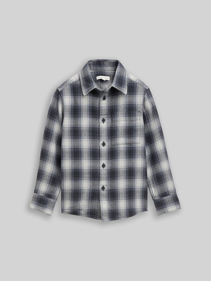 Oversized checked shirt by Mini Boys, grey black check