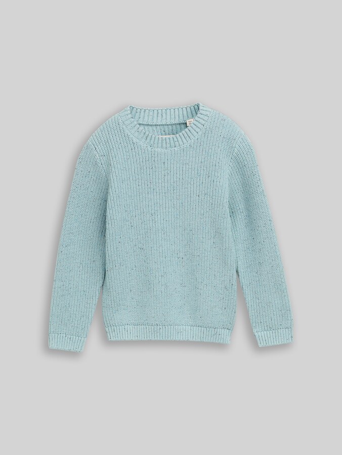 Pull en maille à effet chiné par Mini Boys, dusty mint blue