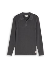 Geselecteerd, Gebreid poloshirt in washed-look door Tom Tailor, zwart