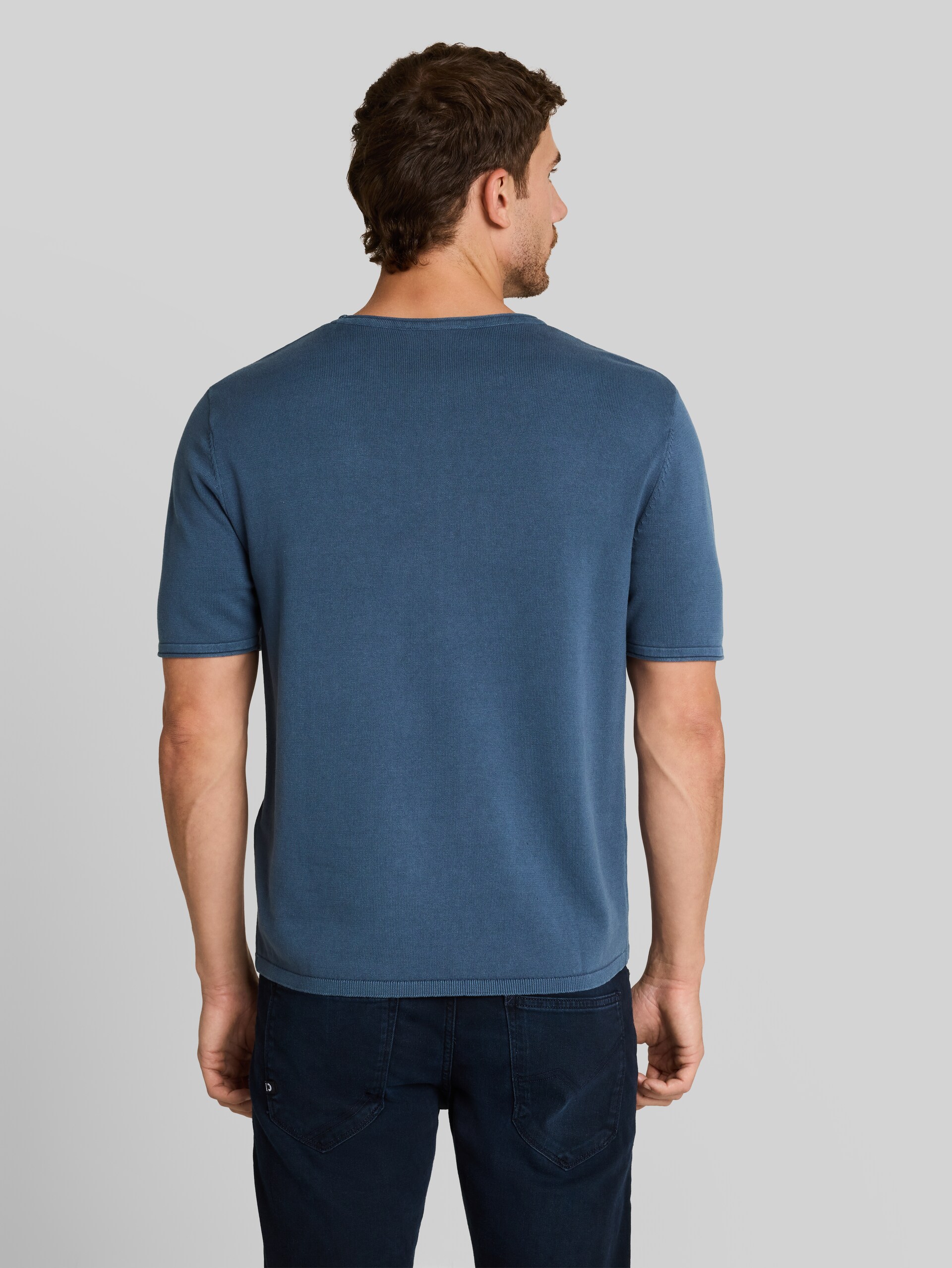 Gebreide trui in washed-look - Dark Duck Blue