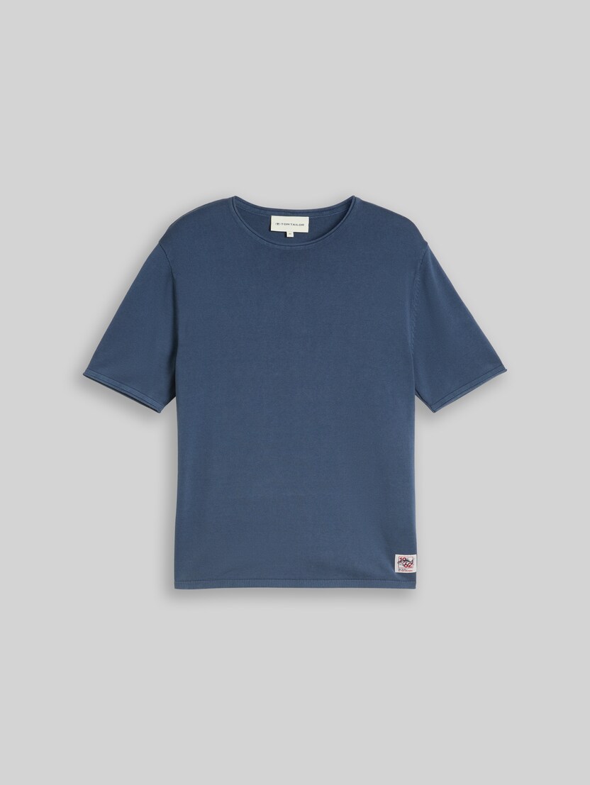 Knitted jumper with a washed look by Men, Dark Duck Blue
