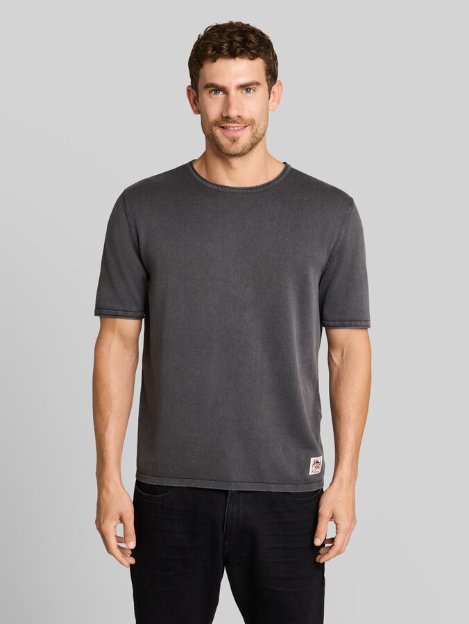 Strickpullover im Washed-Look von Men, Tarmac Grey