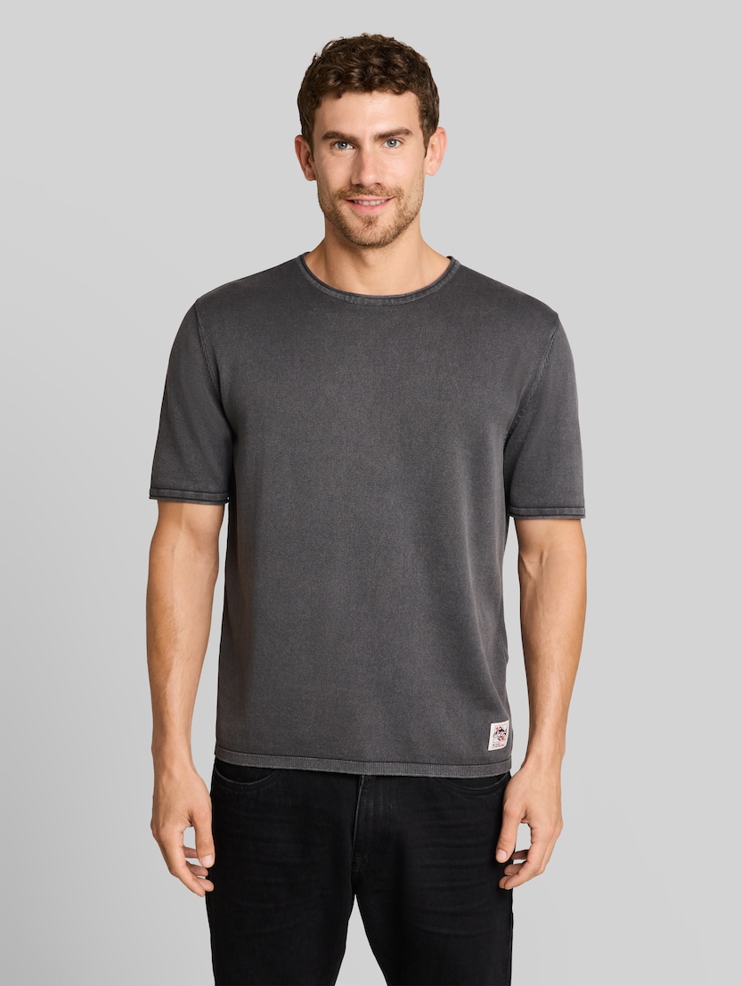 Gebreide trui in washed-look door Men, Tarmac Grey