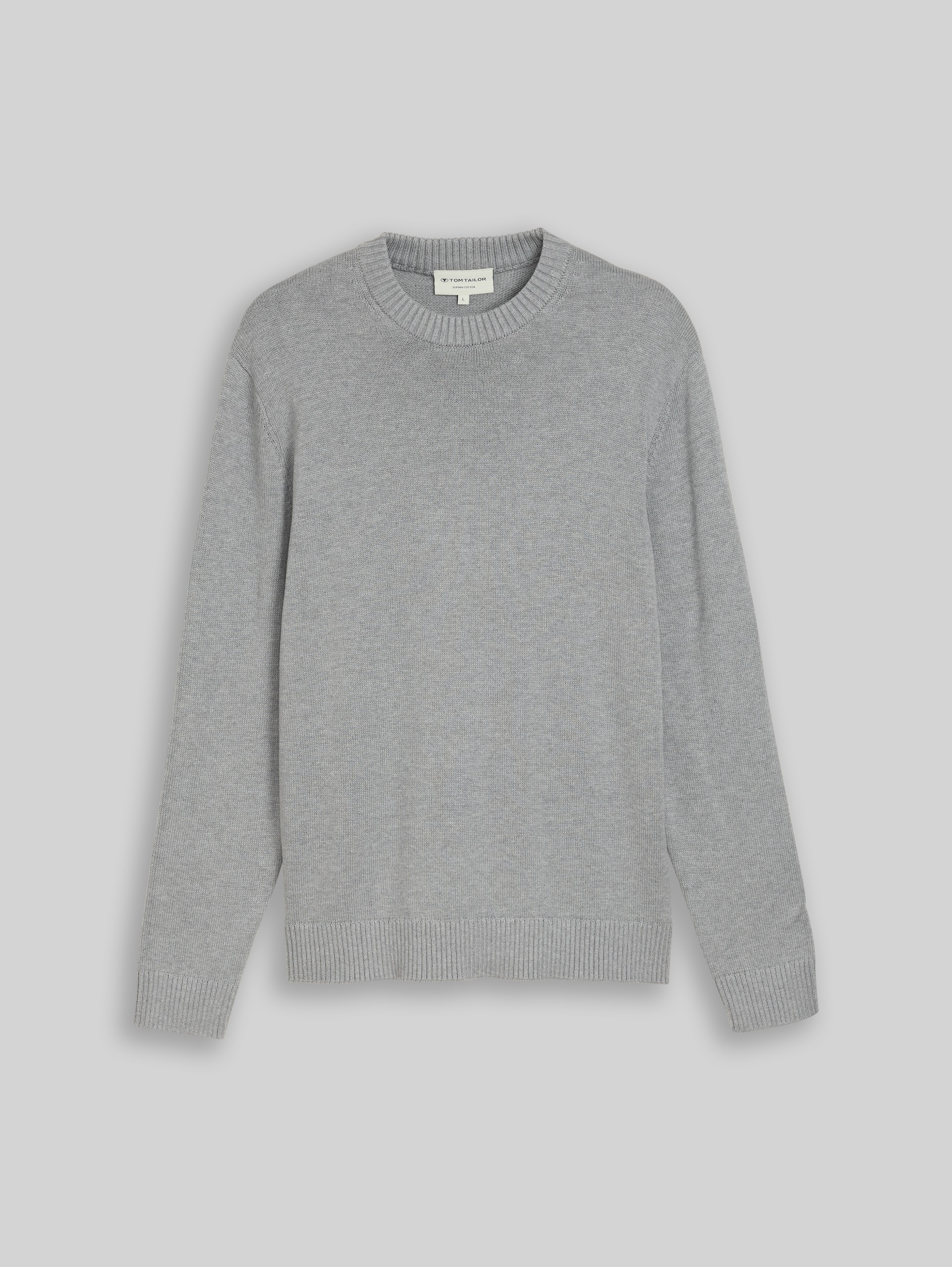 Pull en maille de coton - Knit Grey Melange