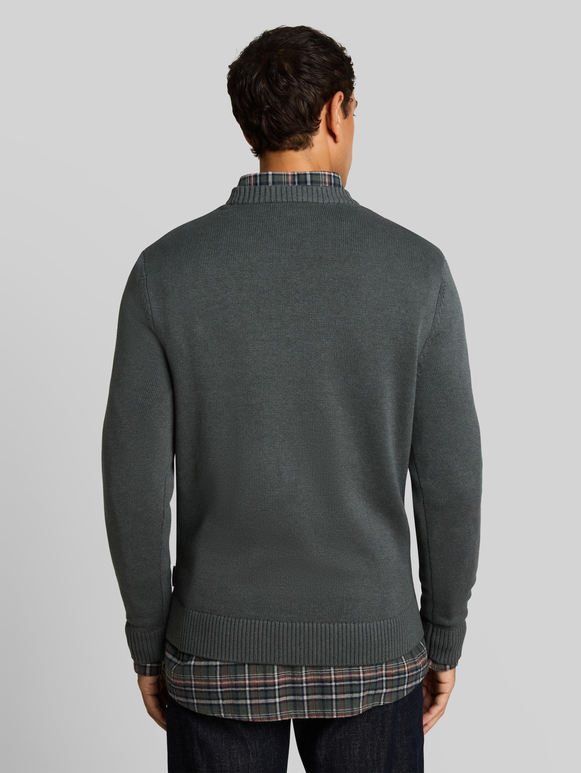 Pull en maille de coton - darkest olive melange