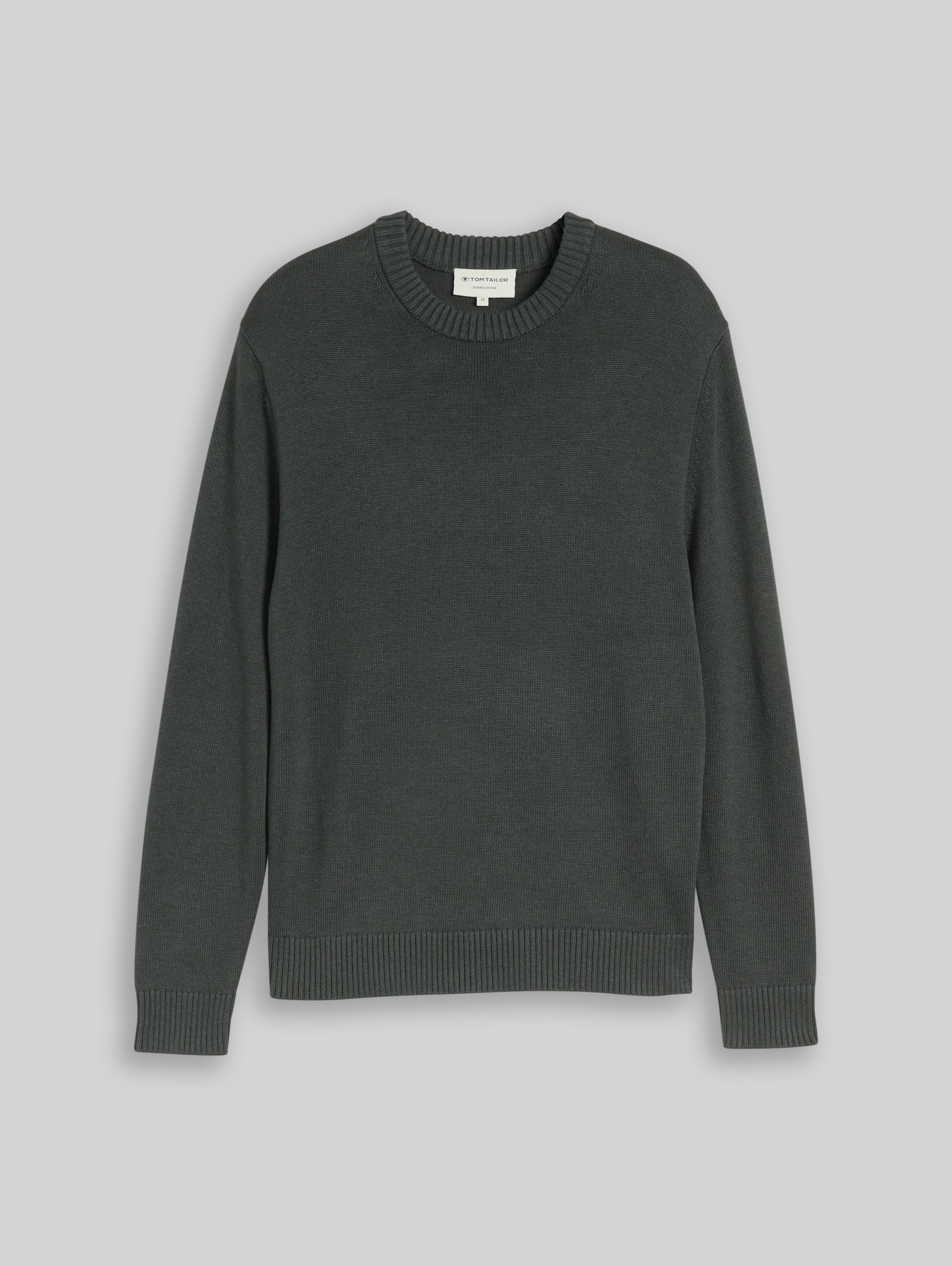 Pull en maille de coton - darkest olive melange