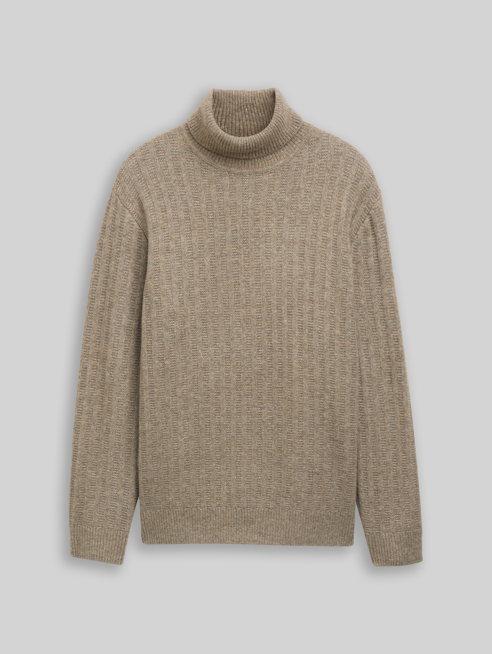 Rollkragenpullover mit Wollanteil - Driftwood Taupe Melangé