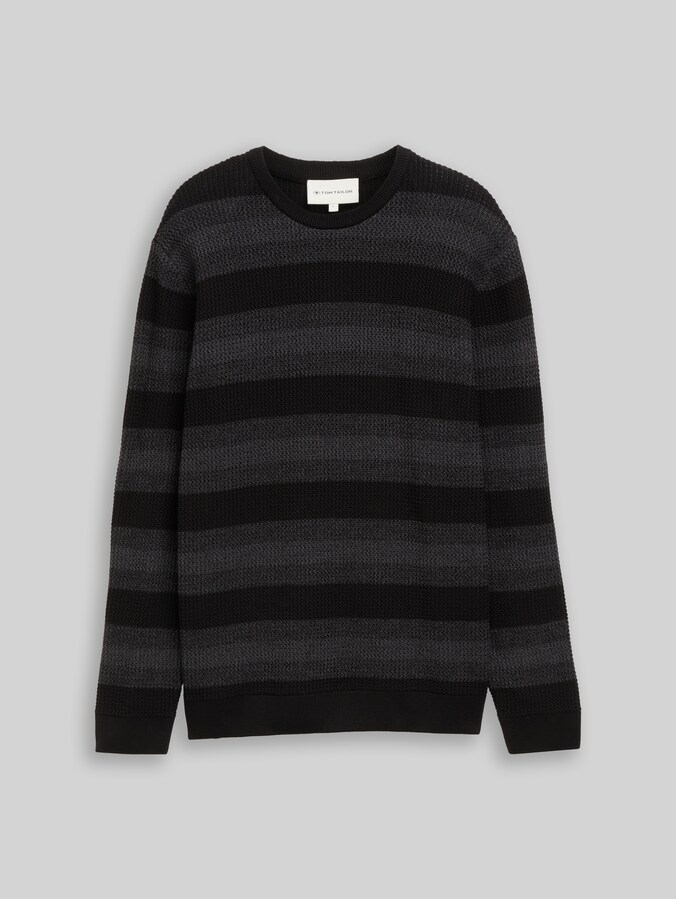 Strickpullover mit Streifenmuster von Men, black mouline stripe
