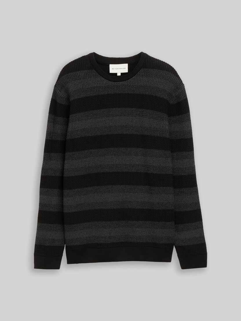 Strickpullover mit Streifenmuster von Men, black mouline stripe
