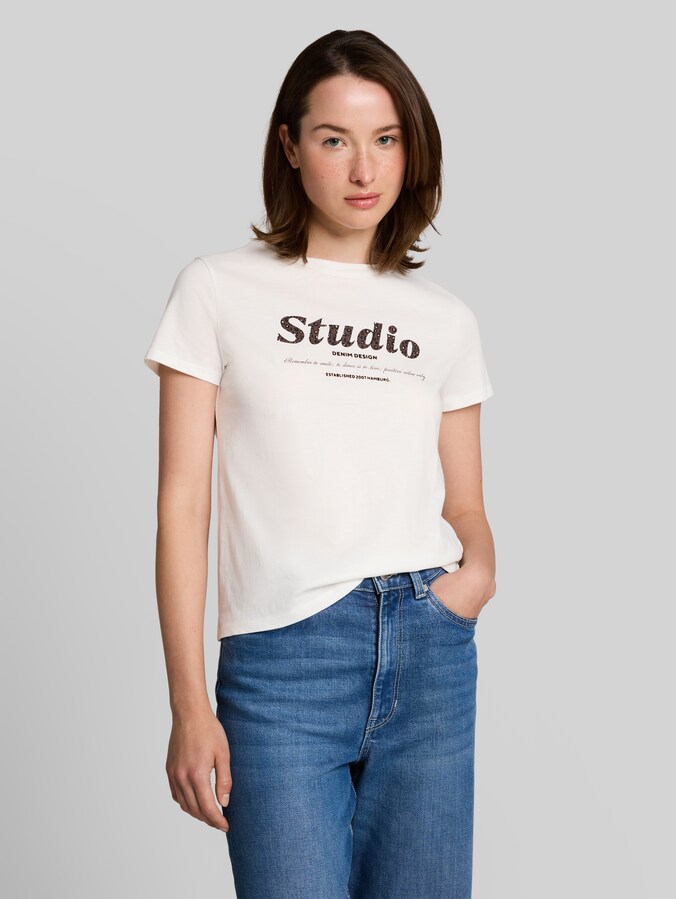 T-Shirt mit Print von Denim Female, off white