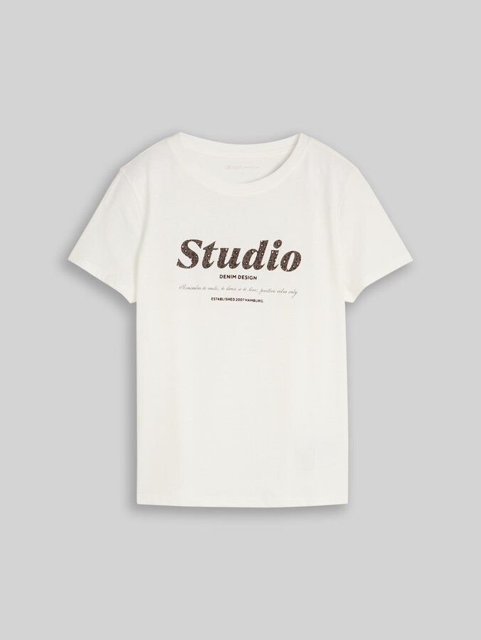T-Shirt mit Print von Denim Female, off white