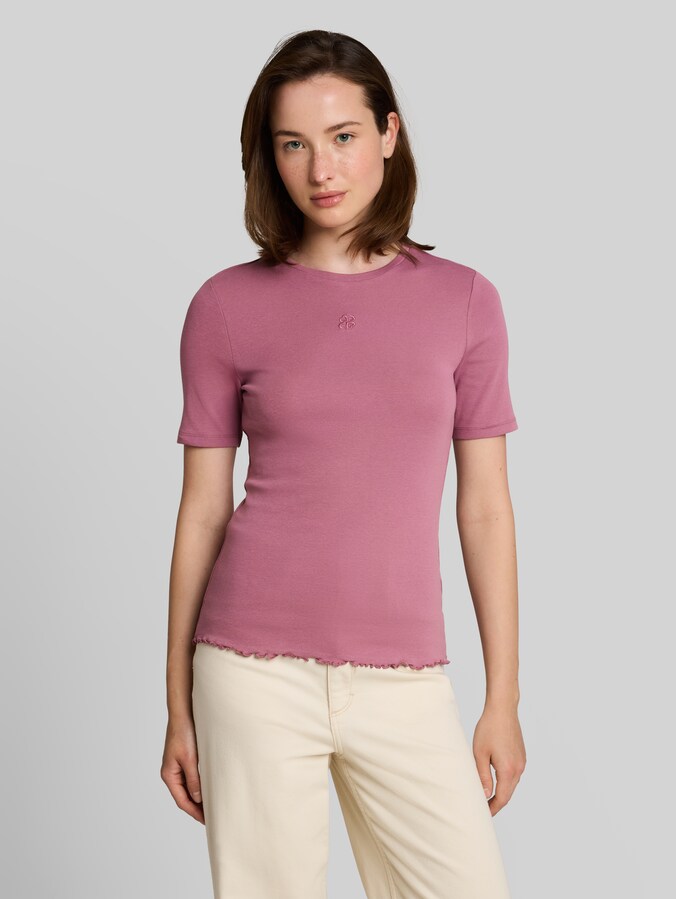 Slim Fit T-Shirt mit Stickerei von Denim Female, dusty berry