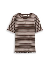 Nicht ausgewählt, Slim Fit T-Shirt mit Stickerei von Tom Tailor, braun