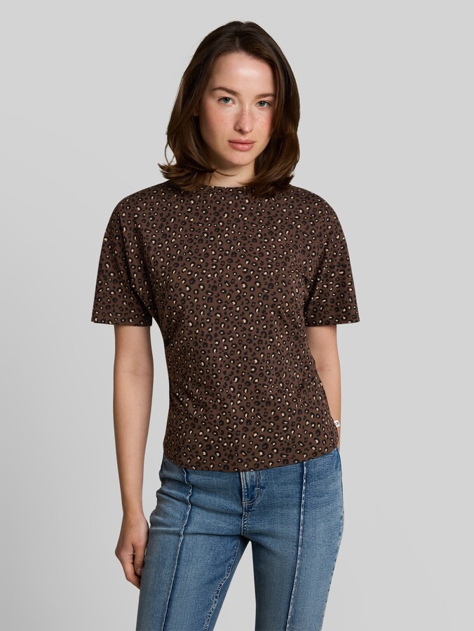 T-shirt with leopard print by Denim Female, brown black leo print