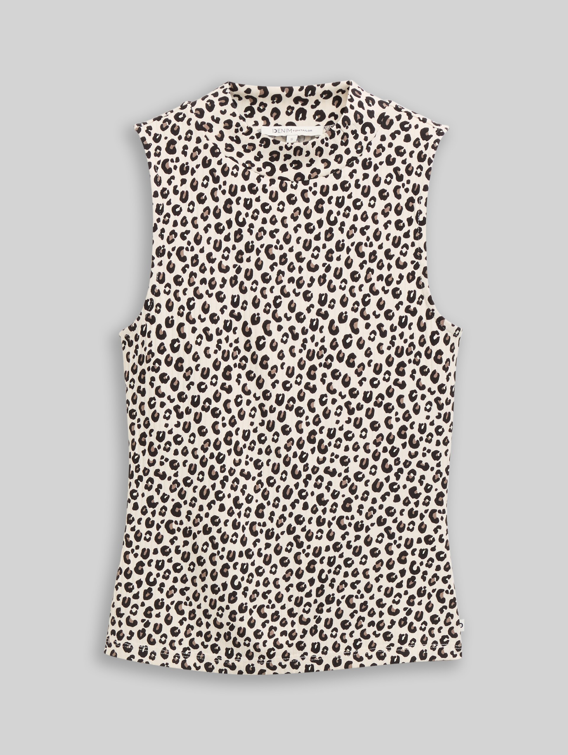 Slim fit top met opstaande kraag - beige brown leo print - Product vooraanzicht