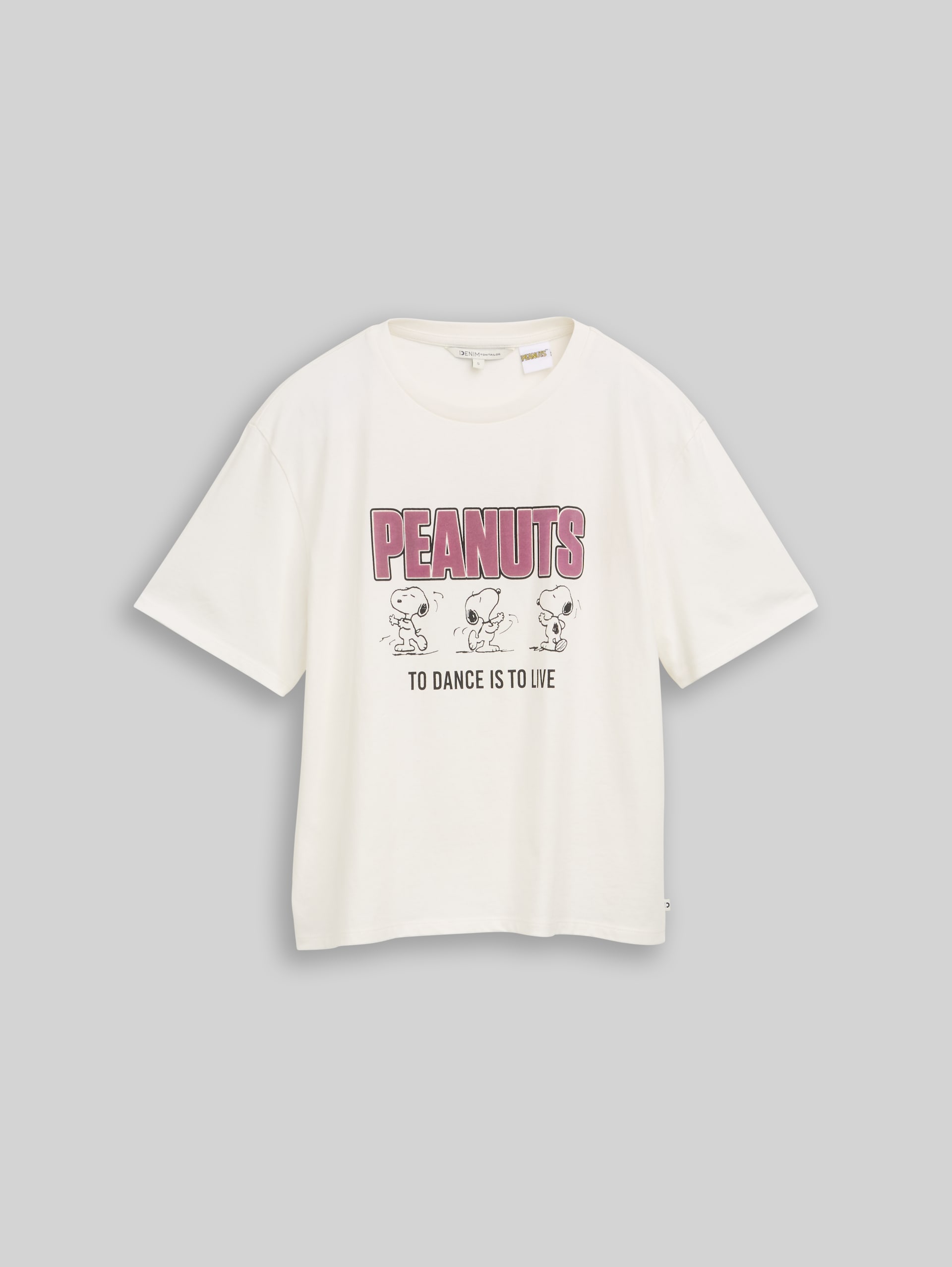 Boxy Fit T-Shirt mit Snoopy-Print - off white - Vorder-Produkt-Ansicht
