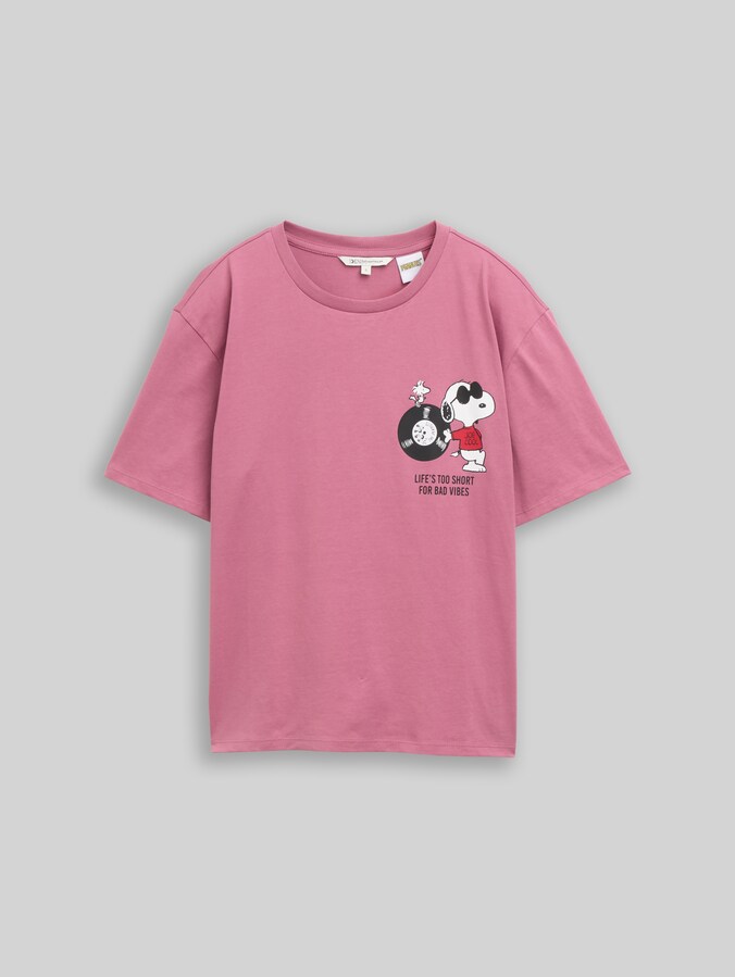 Boxy Fit T-Shirt mit Snoopy-Print von Denim Female, dusty berry