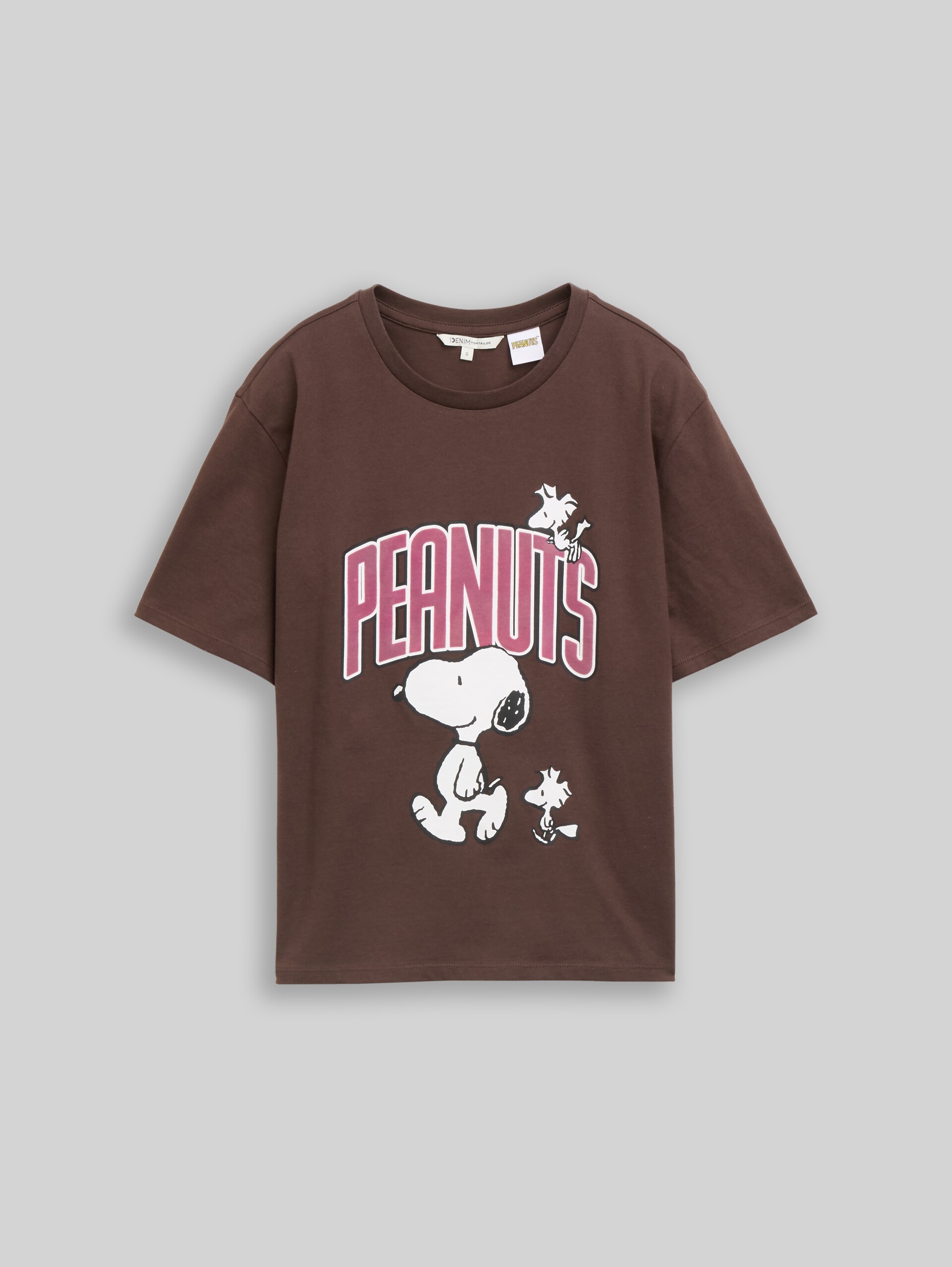T-shirt met boxy pasvorm en Snoopy-print - cool dark brown - Product vooraanzicht