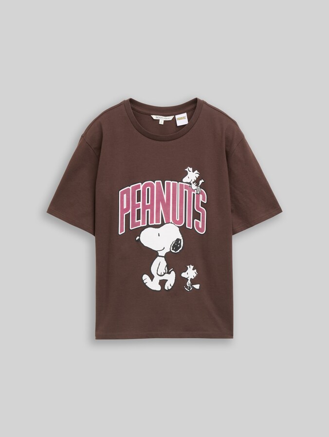 Boxy-fit T-shirt with Snoopy print by Denim Female, cool dark brown
