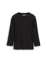 Ausgewählt, Slim Fit Langarmshirt mit Rippstruktur von Tom Tailor, schwarz