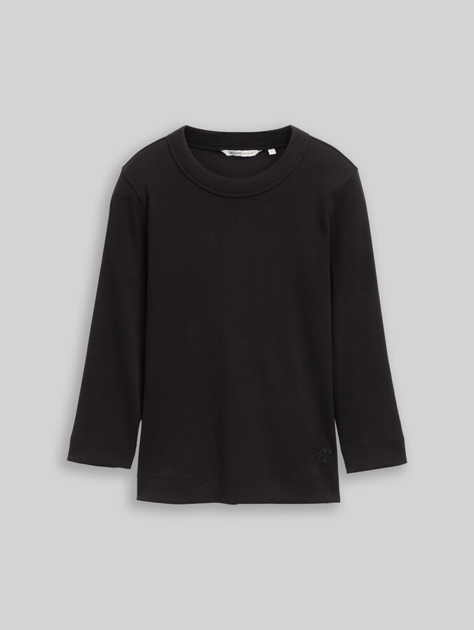 Slim fit shirt met lange mouwen en geribde structuur door Denim Female, deep black