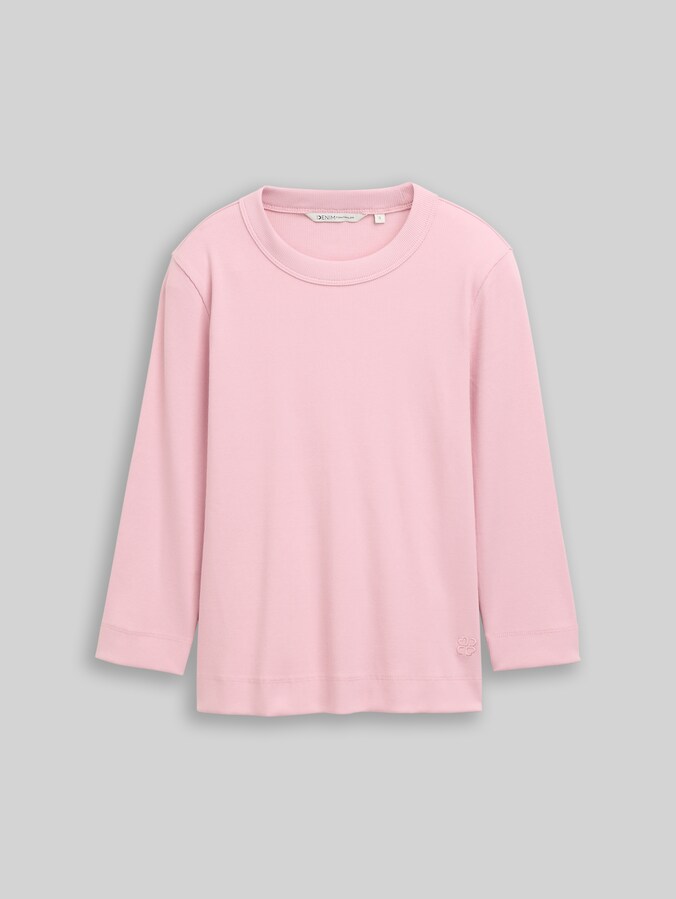 Slim Fit Langarmshirt mit Rippstruktur von Denim Female, Soft Pink
