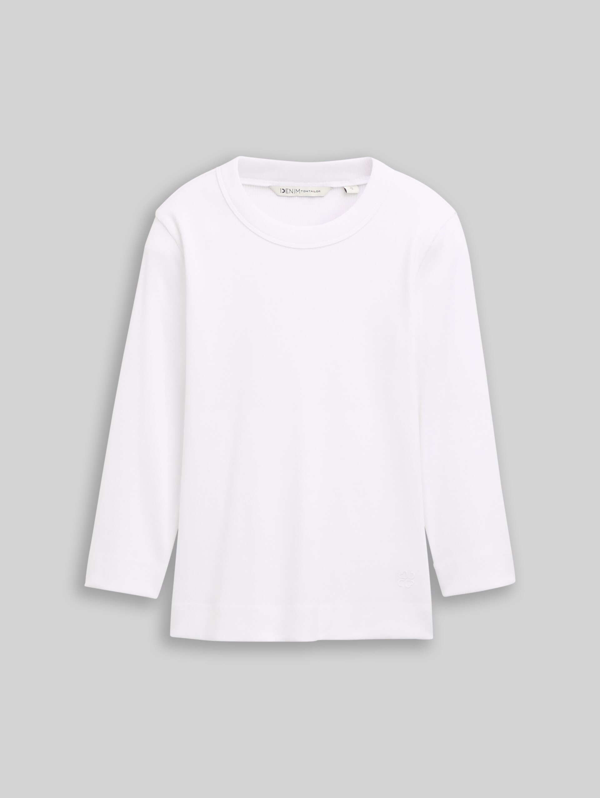 Slim Fit Langarmshirt mit Rippstruktur - White - Vorder-Produkt-Ansicht
