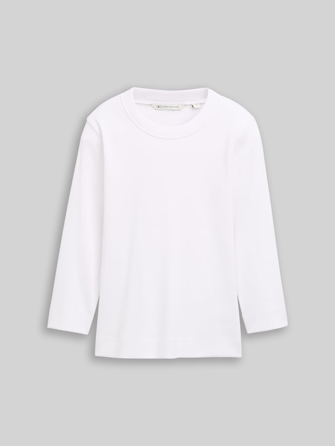 Slim Fit Langarmshirt mit Rippstruktur von Denim Female, White