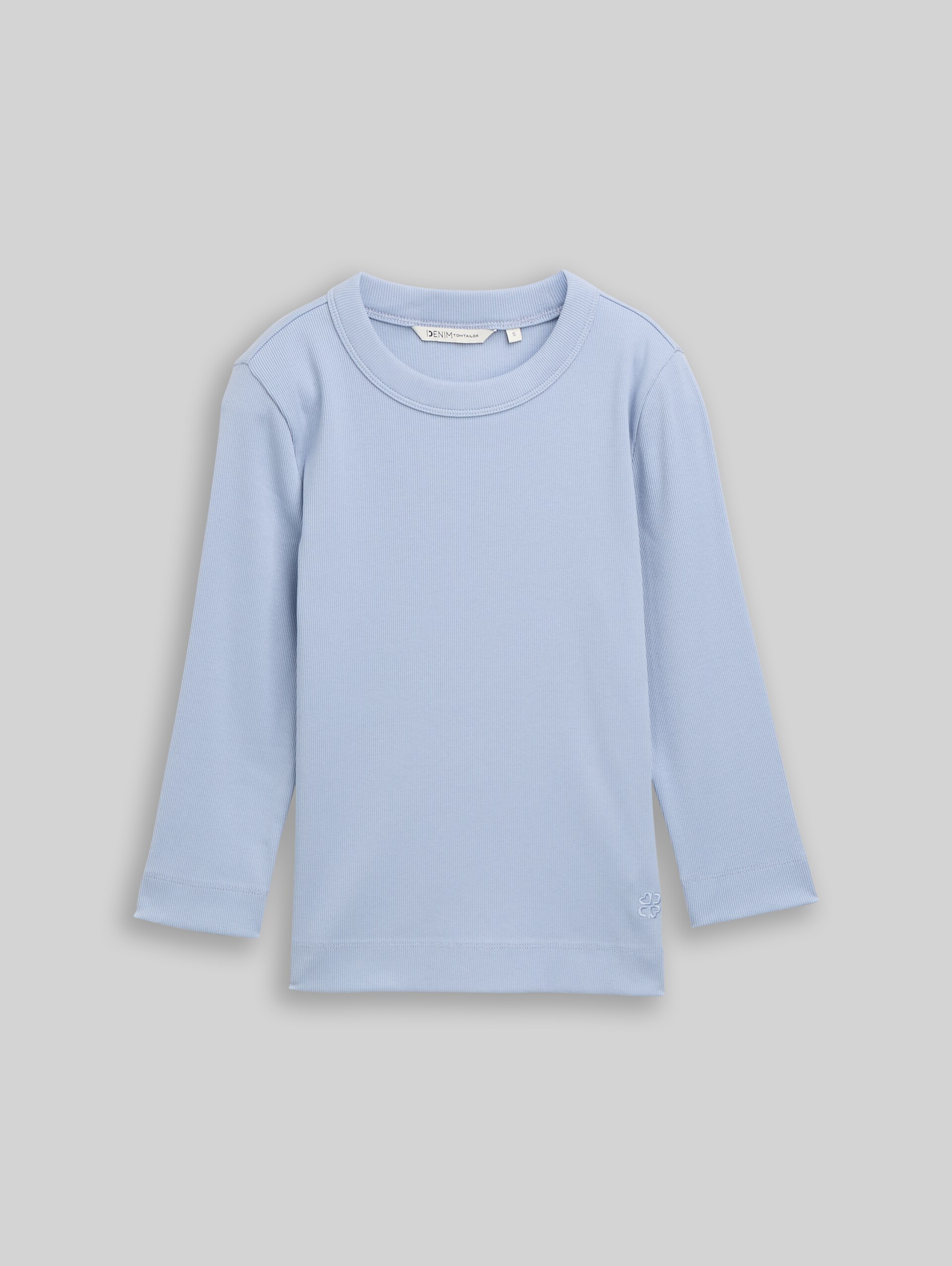 Slim Fit Langarmshirt mit Rippstruktur - foggy sky blue - Vorder-Produkt-Ansicht