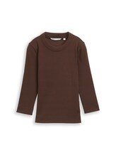 Nicht ausgewählt, Slim Fit Langarmshirt mit Rippstruktur von Tom Tailor, braun