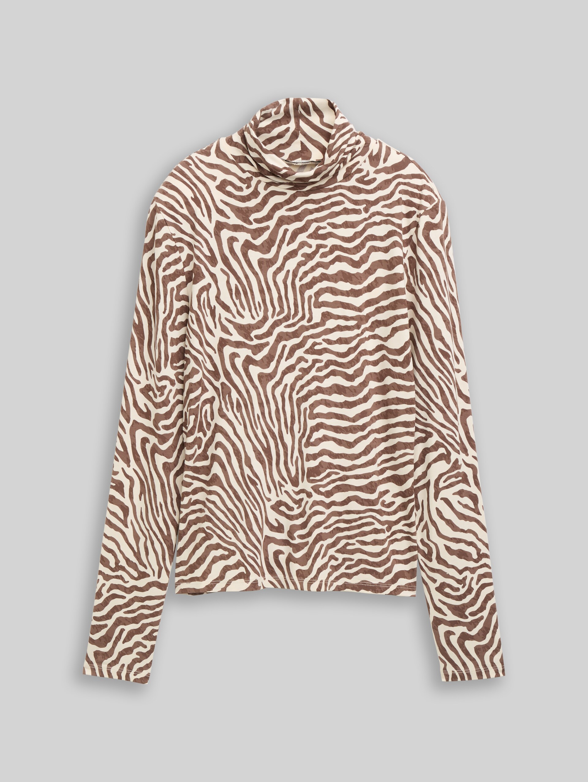 Rollkragenshirt mit Muster - brown beige zebra print - Vorder-Produkt-Ansicht