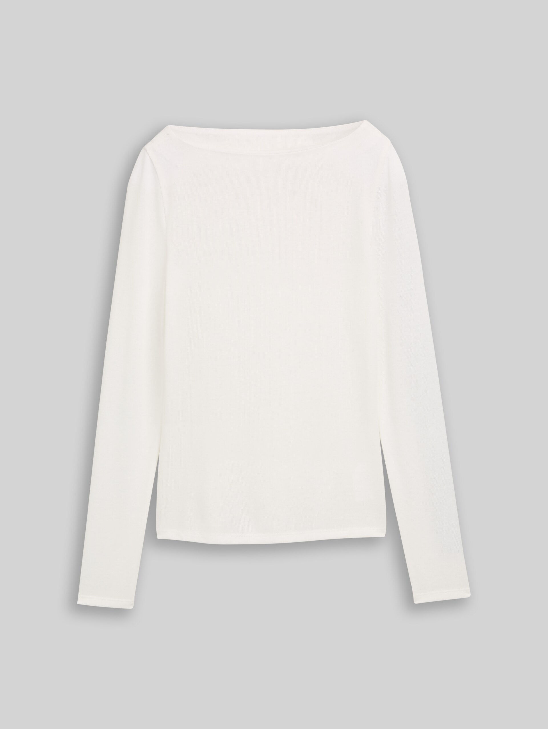 Slim Fit Langarmshirt mit U-Boot-Ausschnitt - off white - Vorder-Produkt-Ansicht