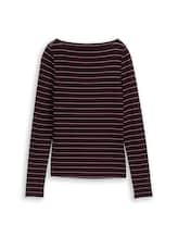 Ausgewählt, Slim Fit Langarmshirt mit U-Boot-Ausschnitt von Tom Tailor, lila