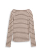 Ausgewählt, Slim Fit Langarmshirt mit U-Boot-Ausschnitt von Tom Tailor, beige