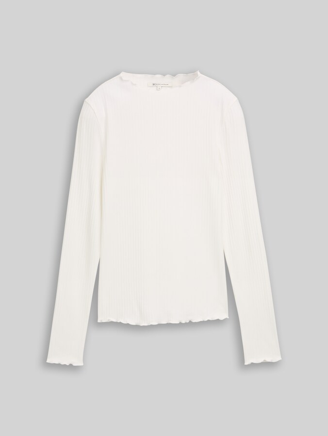 Long-sleeved top with ribbed texture by Denim Female, off white
