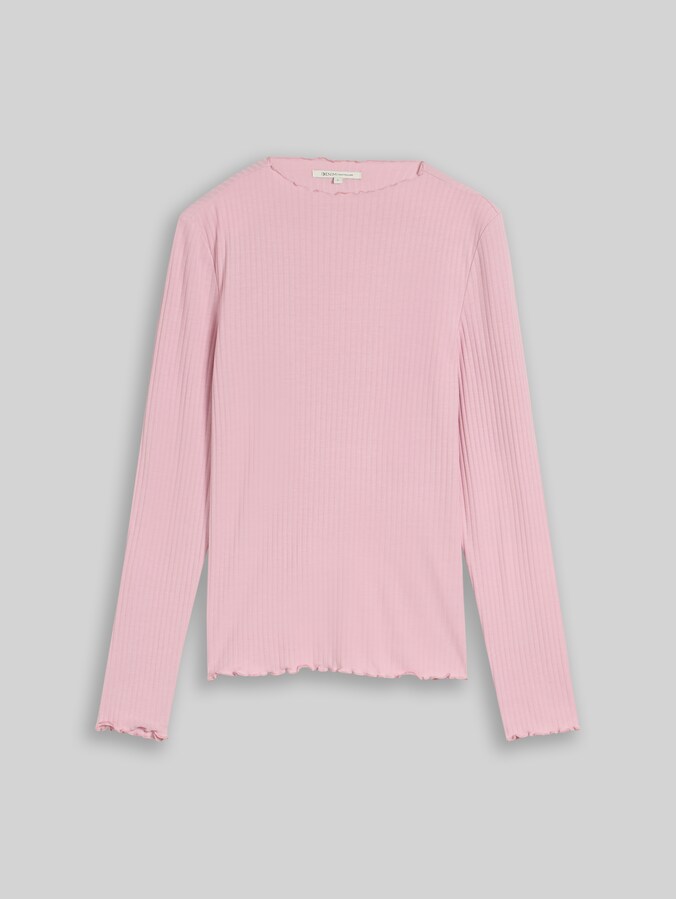 Langarmshirt mit Rippstruktur von Denim Female, Soft Pink