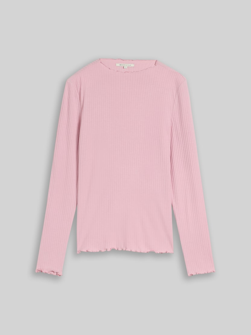 Langarmshirt mit Rippstruktur von Denim Female, Soft Pink