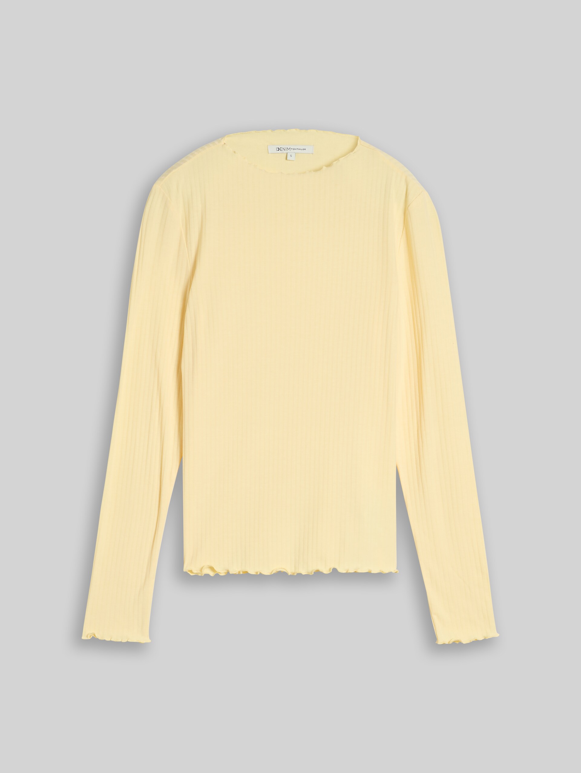 T-shirt met lange mouwen en geribde structuur - soft vanilla yellow - Product vooraanzicht