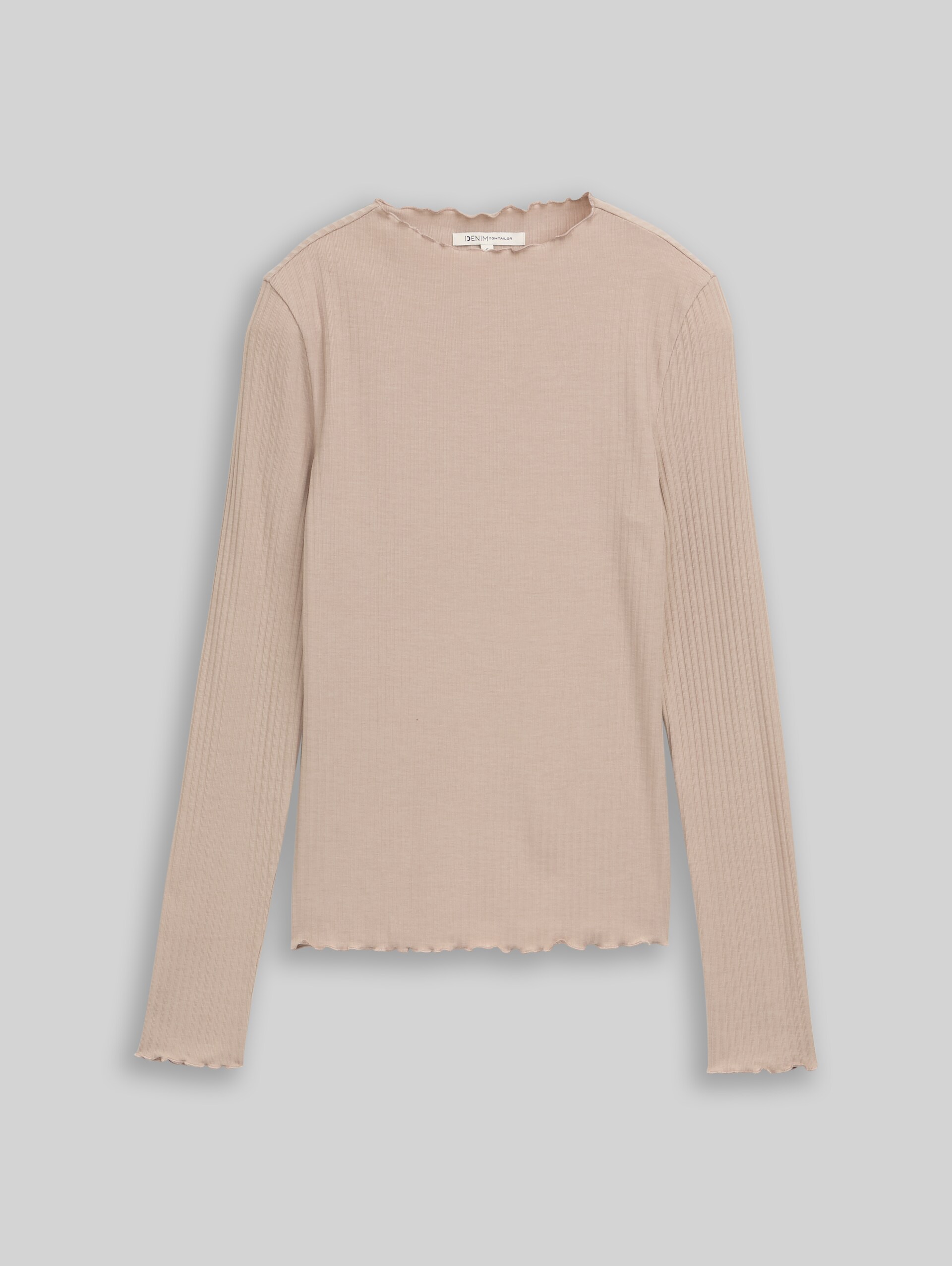 T-shirt met lange mouwen en geribde structuur - atmosphere beige melange - Product vooraanzicht