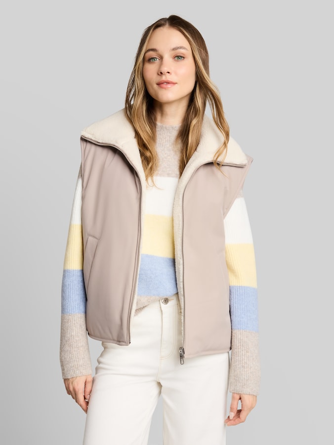 Teddy-vest dat aan twee kanten gedragen kan worden door Denim Female, atmosphere beige