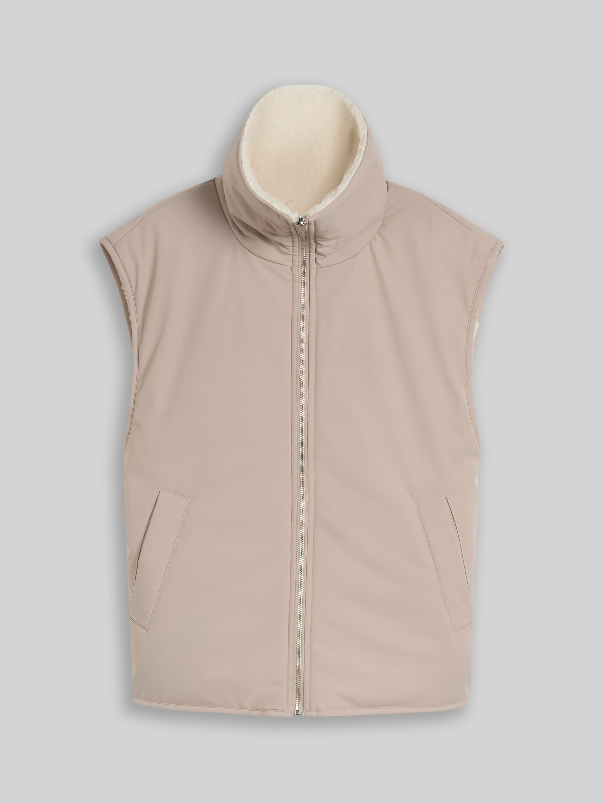Gilet en peluche réversible - atmosphere beige - Vue de face du produit